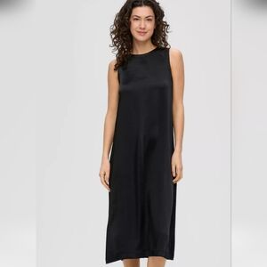 Vintage CADAZ 100% Silk Midi Shift Sleeveless Slip Dress In Black. Size 10